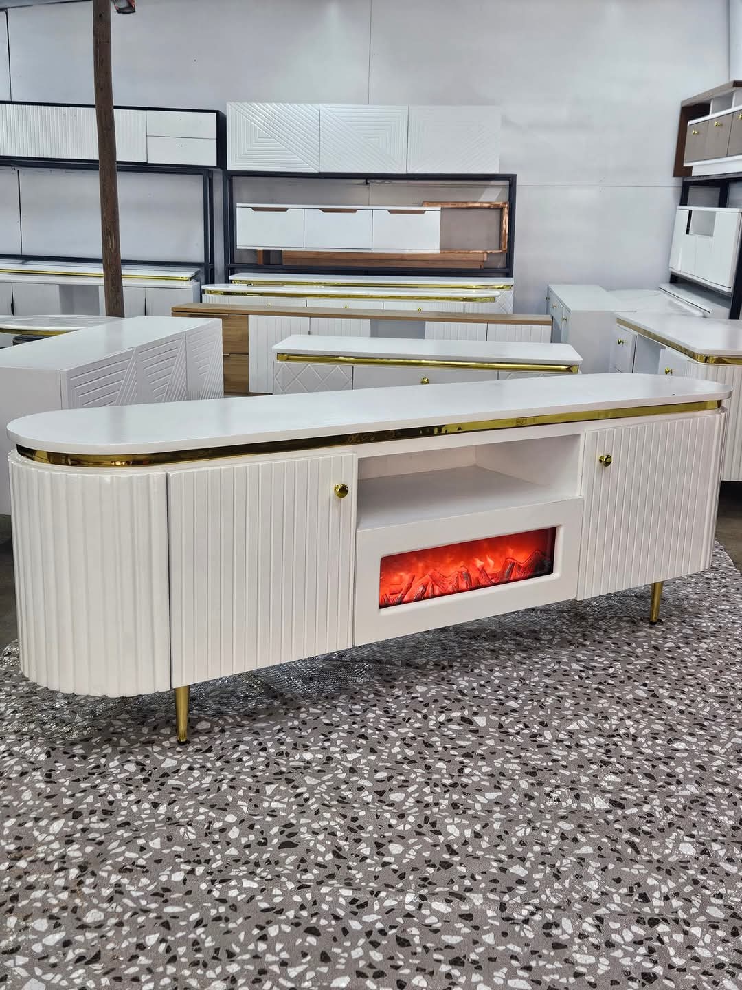 Tv stand with fireplace